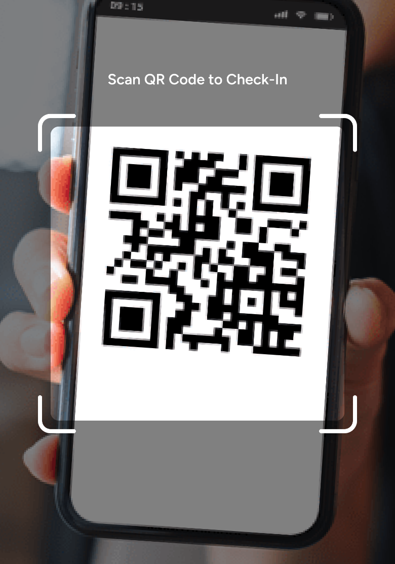Camera view scanning a QR code on a runner's phone